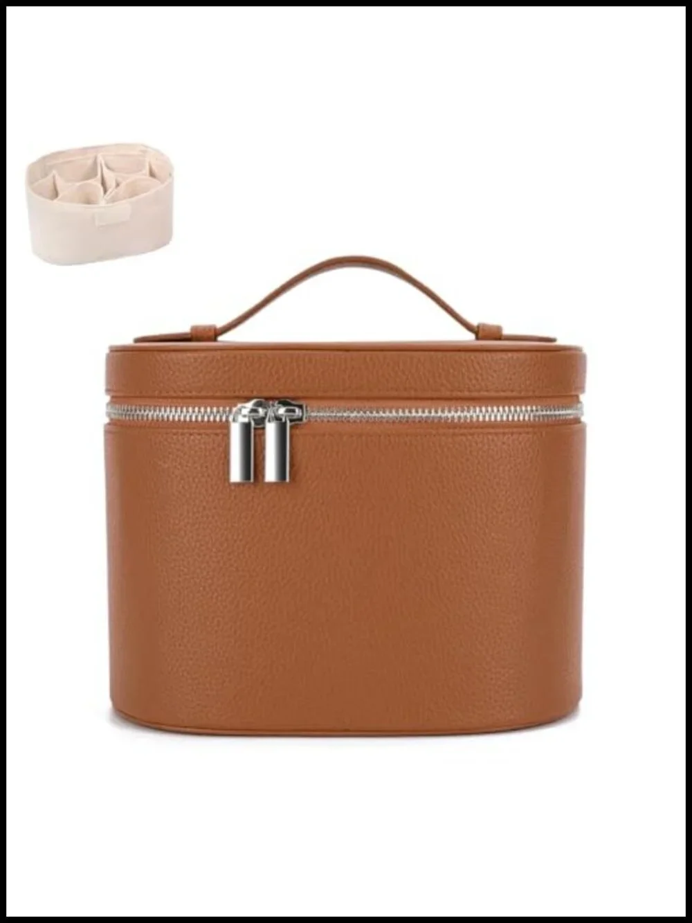 Faux Leather Makeup Organizer with Compartments, Standing Travel Bag with